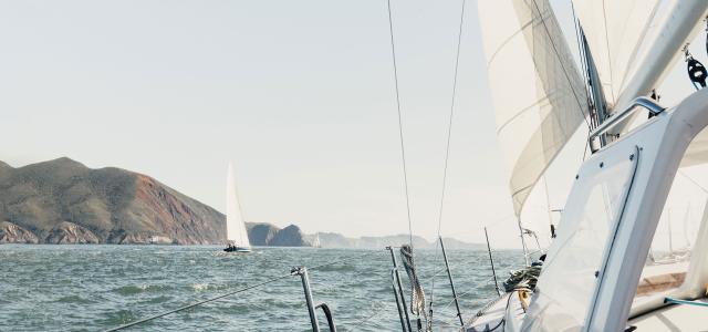 ocean and coastal view from a sailboat